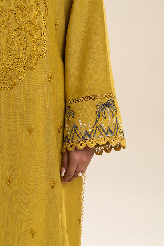 3 PIECE EMBROIDERED SLUB KHADDAR SUIT-MEDALLION BLISS (UNSTITCHED)