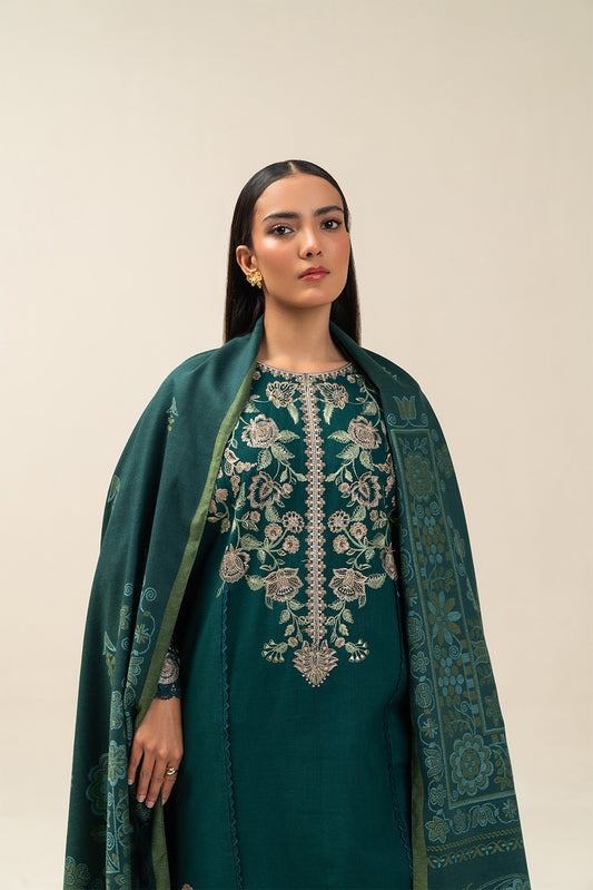 3 PIECE EMBROIDERED SLUB KHADDAR SUIT-DEEP PATELS (UNSTITCHED)