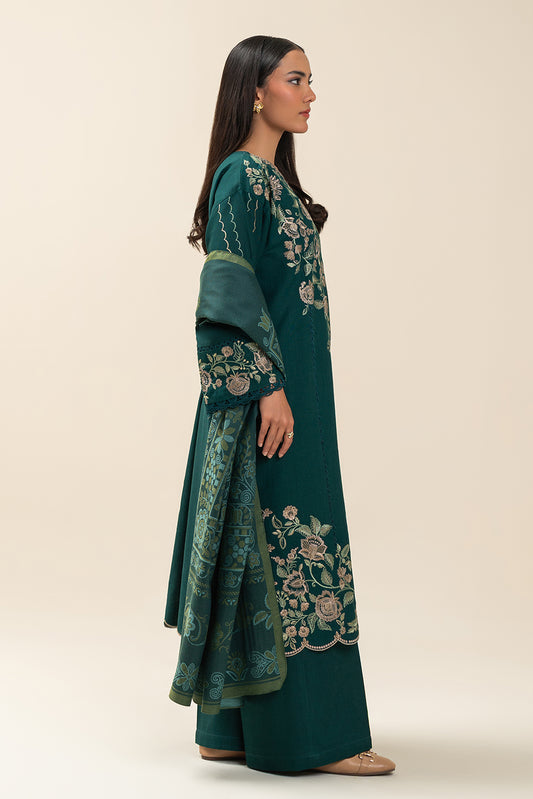3 PIECE EMBROIDERED SLUB KHADDAR SUIT-DEEP PATELS (UNSTITCHED)