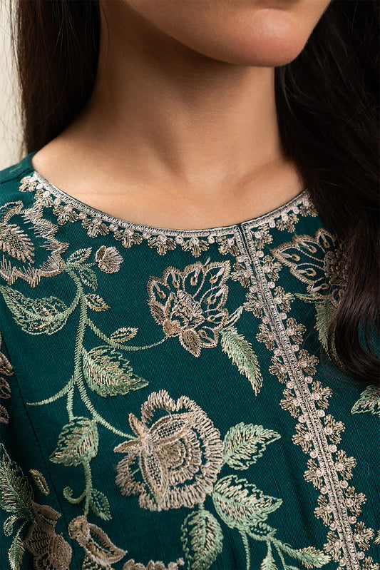 3 PIECE EMBROIDERED SLUB KHADDAR SUIT-DEEP PATELS (UNSTITCHED)