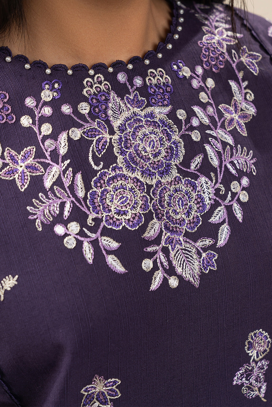 3 PIECE EMBROIDERED SLUB KHADDAR SUIT-MOONSCAPE NIGHT (UNSTITCHED)