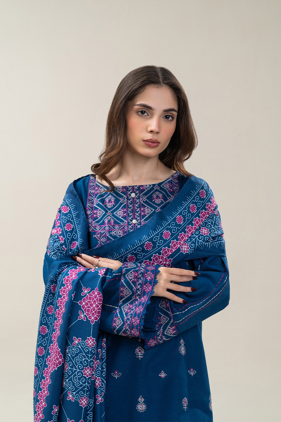 3 PIECE EMBROIDERED MULTI NAPS SUIT-TRIBAL STITCH (UNSTITCHED)