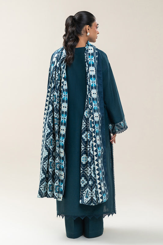 3 PIECE EMBROIDERED MULTI NAPS SUIT-DREAM BLUE