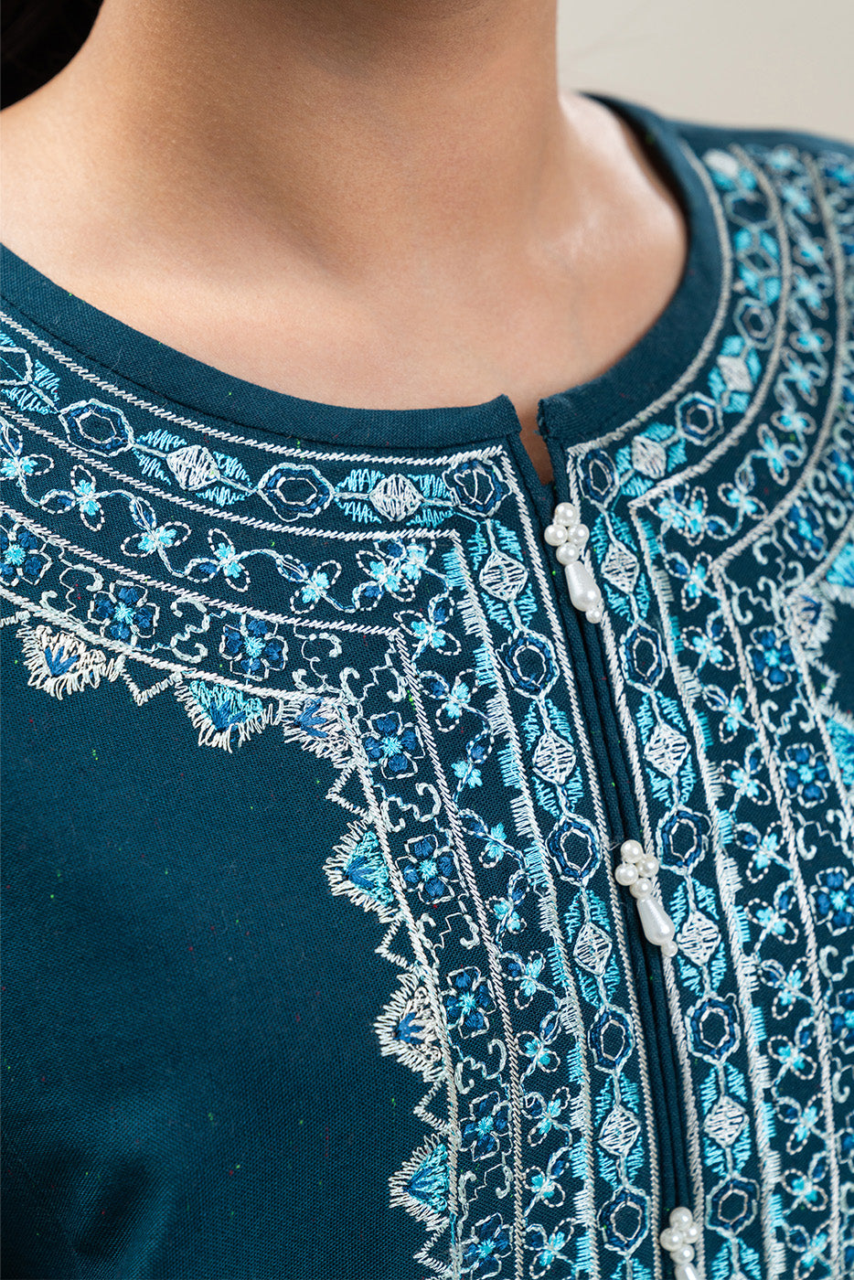 3 PIECE EMBROIDERED MULTI NAPS SUIT-DREAM BLUE