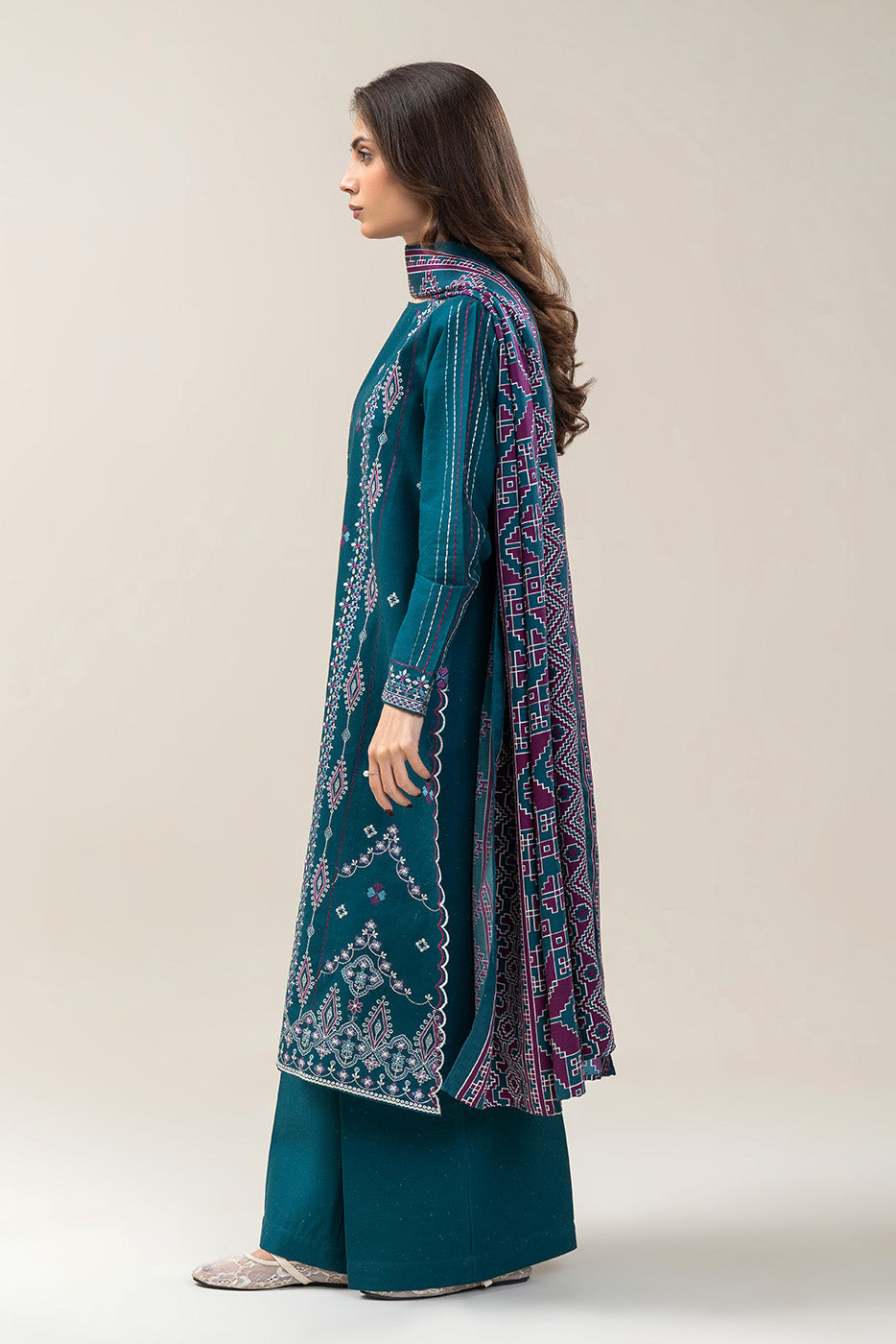 3 PIECE EMBROIDERED MULTI NAPS SUIT-IZNIK TEAL (UNSTITCHED)