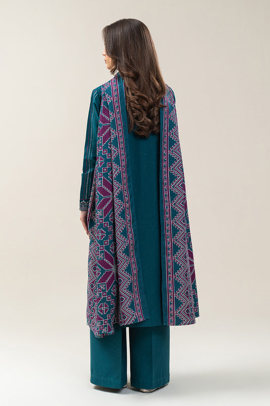 3 PIECE EMBROIDERED MULTI NAPS SUIT-IZNIK TEAL (UNSTITCHED)