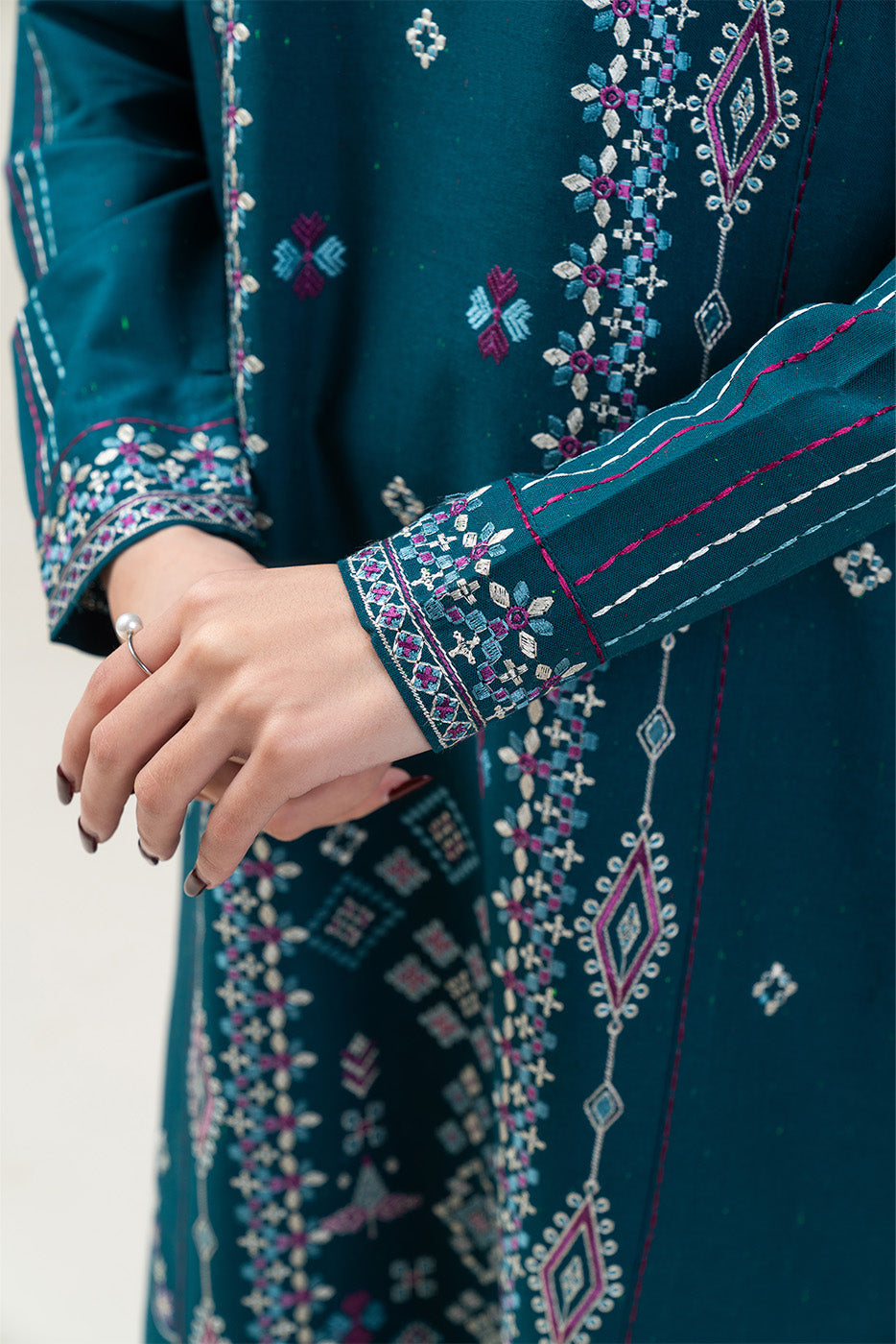 3 PIECE EMBROIDERED MULTI NAPS SUIT-IZNIK TEAL (UNSTITCHED)