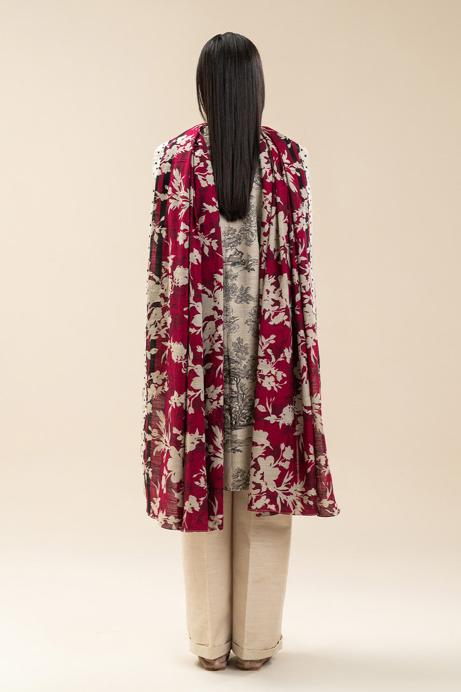 3 PIECE EMBROIDERED SLUB KHADDAR SUIT-IVORY ORCHID (UNSTITCHED)