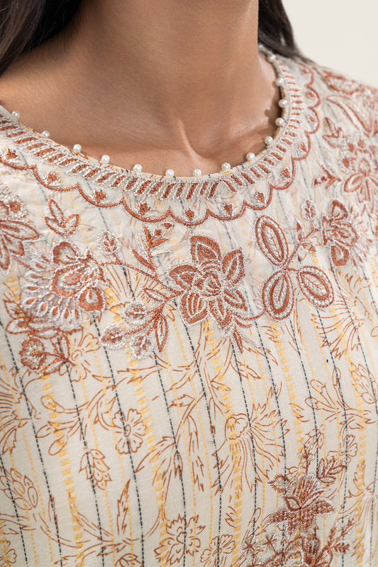 3 PIECE EMBROIDERED KHADDI JQ SUIT-HAZEL WOOD (UNSTITCHED)