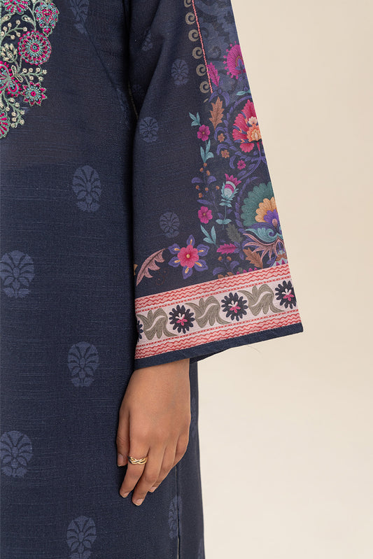 3 PIECE EMBROIDERED SLUB KHADDAR SUIT-MIDNIGHT GAZE (UNSTITCHED)
