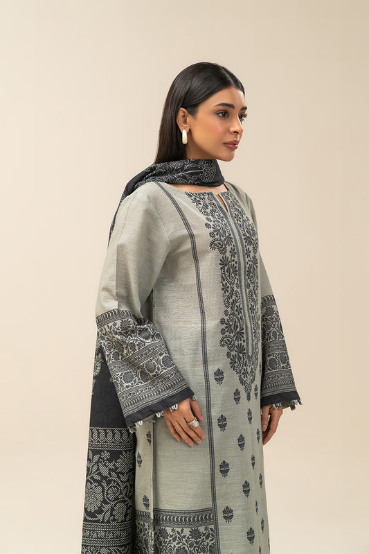 3 PIECE PRINTED SLUB KHADDAR SUIT-HIRA (UNSTITCHED)