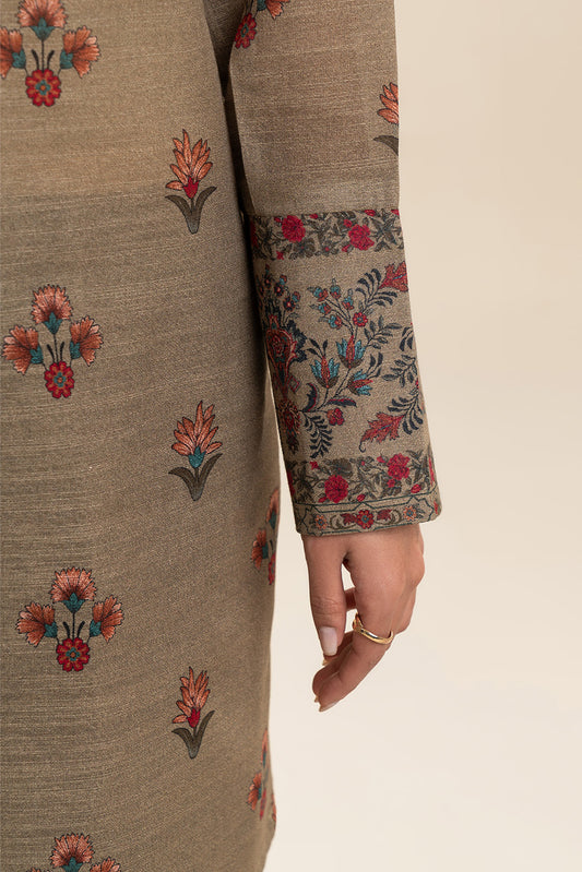 3 PIECE PRINTED SLUB KHADDAR SUIT-TAUPE DUSK (UNSTITCHED)