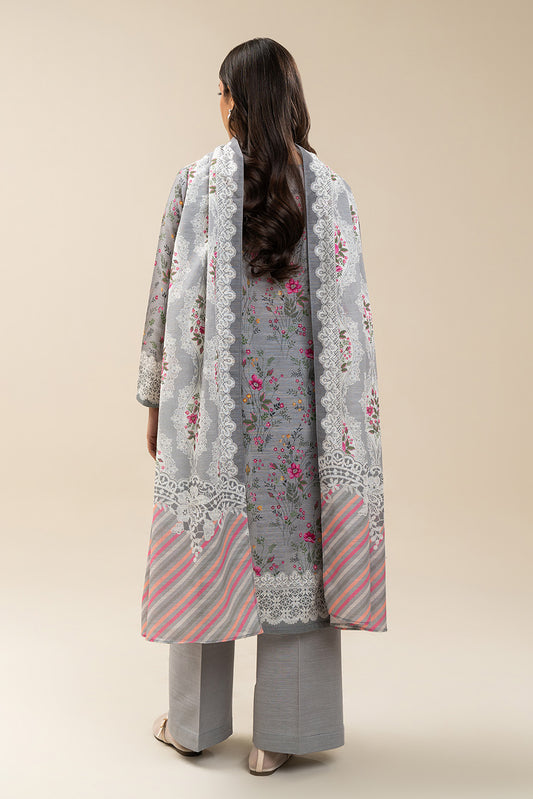 3 PIECE PRINTED SLUB KHADDAR SUIT-ASH BLOOM (UNSTITCHED)