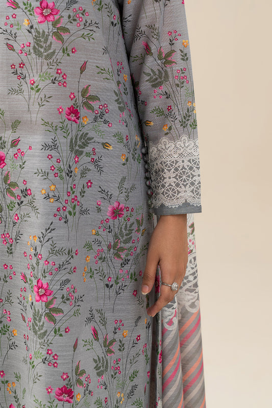 3 PIECE PRINTED SLUB KHADDAR SUIT-ASH BLOOM (UNSTITCHED)