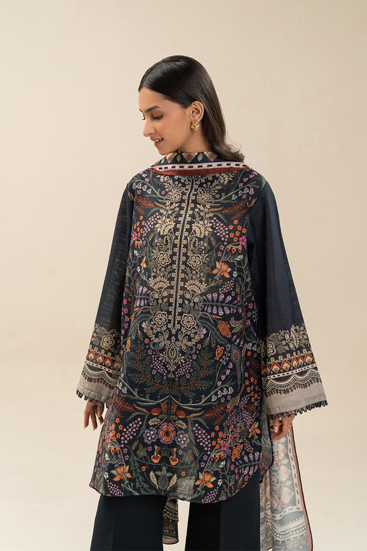 3 PIECE PRINTED SLUB KHADDAR SUIT-MAJESTIC BLACK (UNSTITCHED)