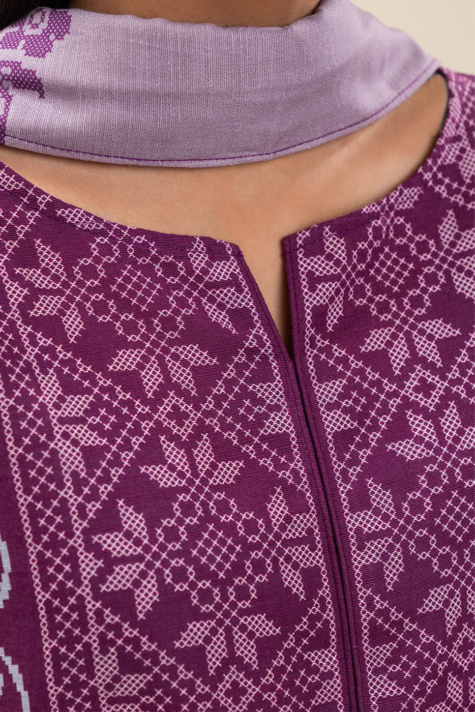 3 PIECE PRINTED SLUB KHADDAR SUIT-MAGENTA BLISS (UNSTITCHED)