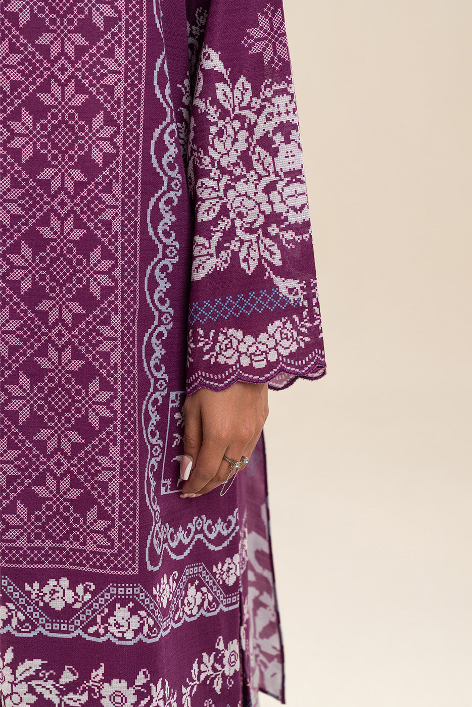 3 PIECE PRINTED SLUB KHADDAR SUIT-MAGENTA BLISS (UNSTITCHED)