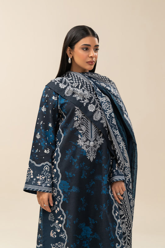 3 PIECE PRINTED SLUB KHADDAR SUIT-ARCANE DUSK (UNSTITCHED)