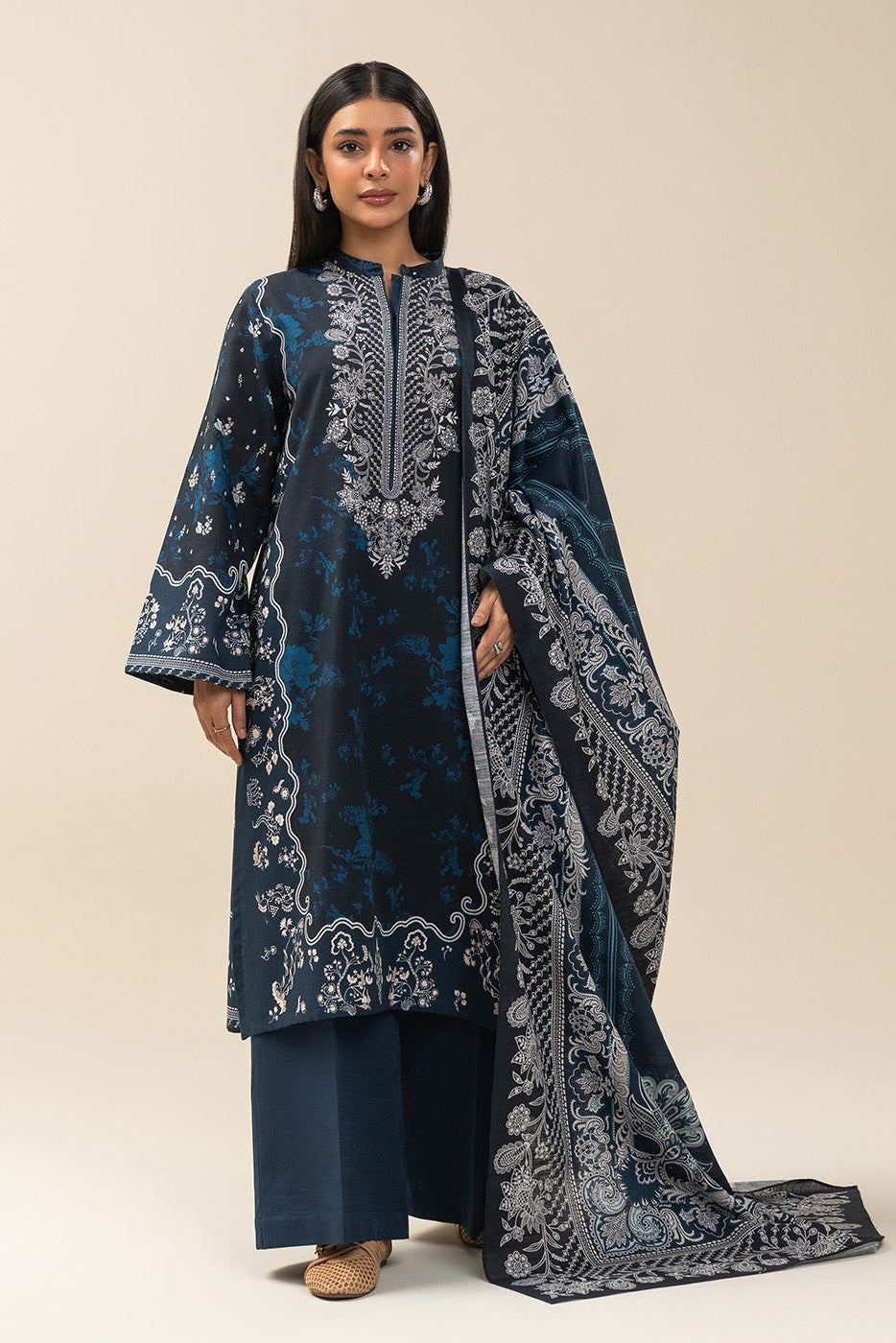 3 PIECE PRINTED SLUB KHADDAR SUIT-ARCANE DUSK (UNSTITCHED)