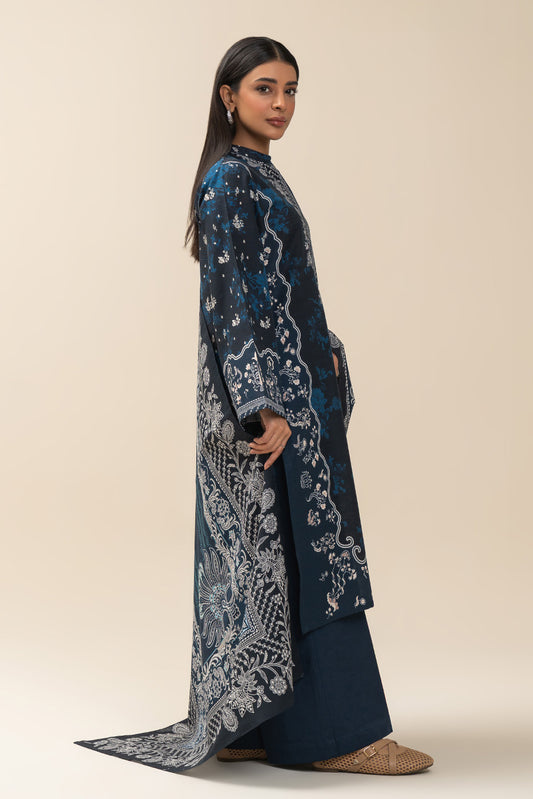 3 PIECE PRINTED SLUB KHADDAR SUIT-ARCANE DUSK (UNSTITCHED)