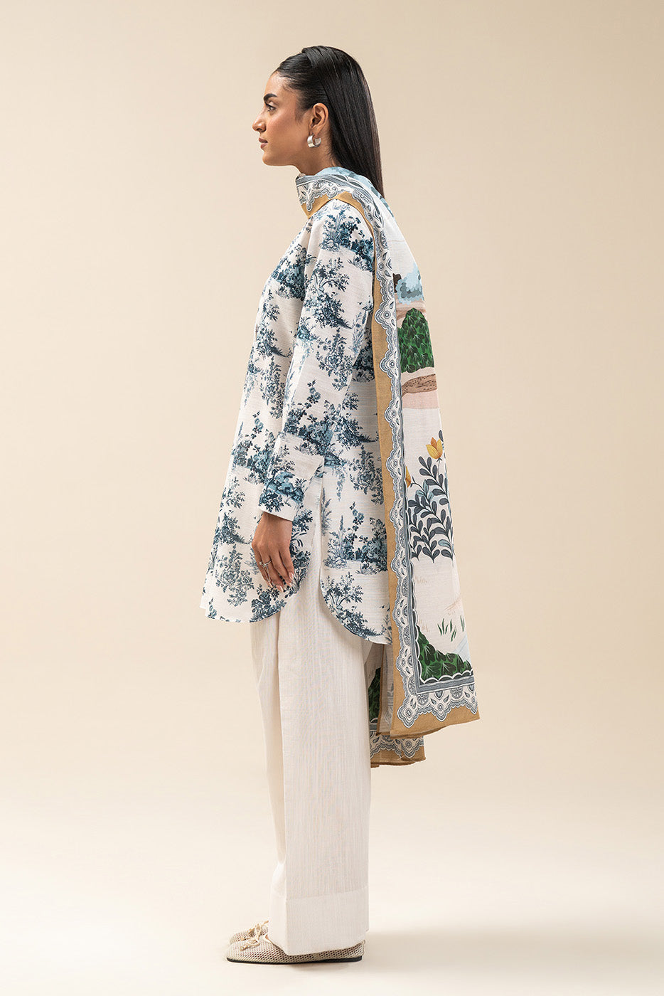 2 PIECE PRINTED SLUB KHADDAR SUIT-WHIMSICAL TALE (UNSTITCHED)