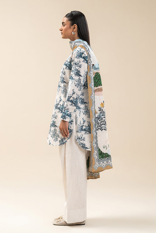 2 PIECE PRINTED SLUB KHADDAR SUIT-WHIMSICAL TALE (UNSTITCHED)