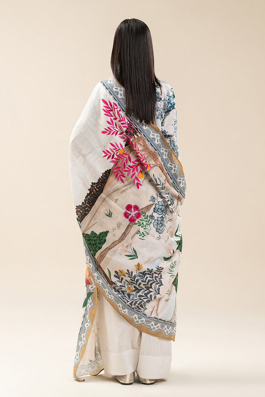 3 PIECE PRINTED SLUB KHADDAR SUIT-WHIMSICAL TALE (UNSTITCHED)