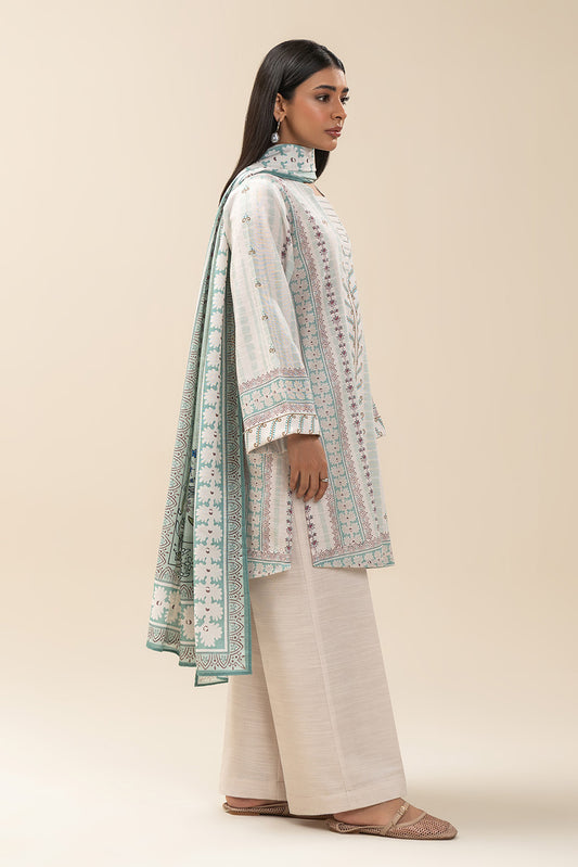 3 PIECE PRINTED SLUB KHADDAR SUIT-AURORAL LUSTRE (UNSTITCHED)