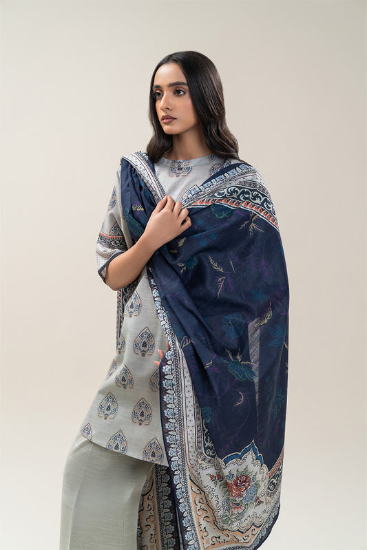 3 PIECE PRINTED SLUB KHADDAR SUIT-SAPPHIRE WHISPER (UNSTITCHED)