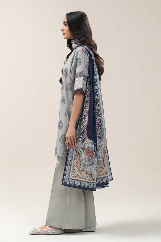 3 PIECE PRINTED SLUB KHADDAR SUIT-SAPPHIRE WHISPER (UNSTITCHED)
