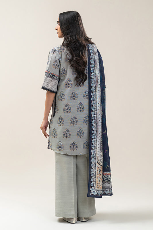 3 PIECE PRINTED SLUB KHADDAR SUIT-SAPPHIRE WHISPER (UNSTITCHED)