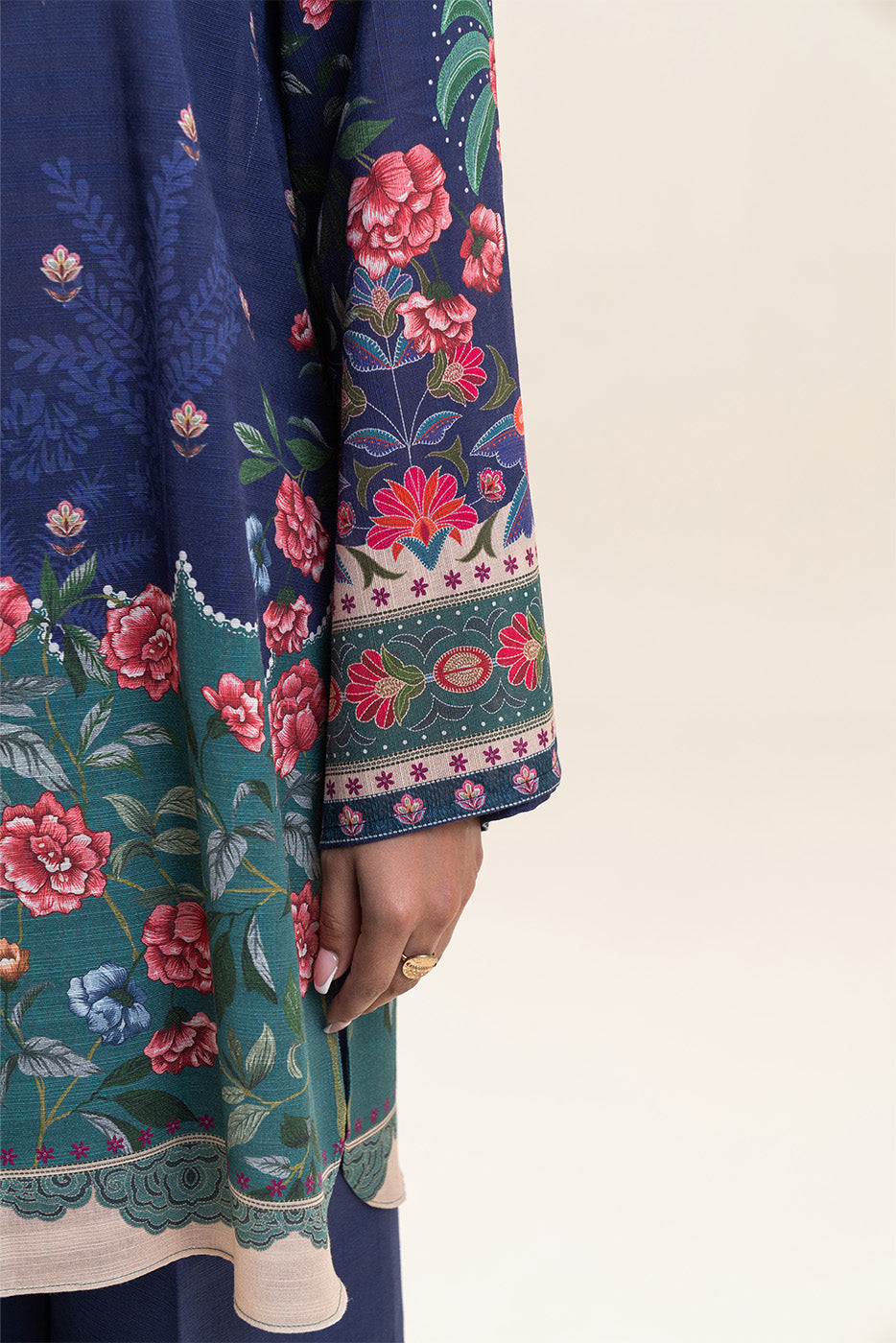 3 PIECE PRINTED SLUB KHADDAR SUIT-VIOLET ORCHID