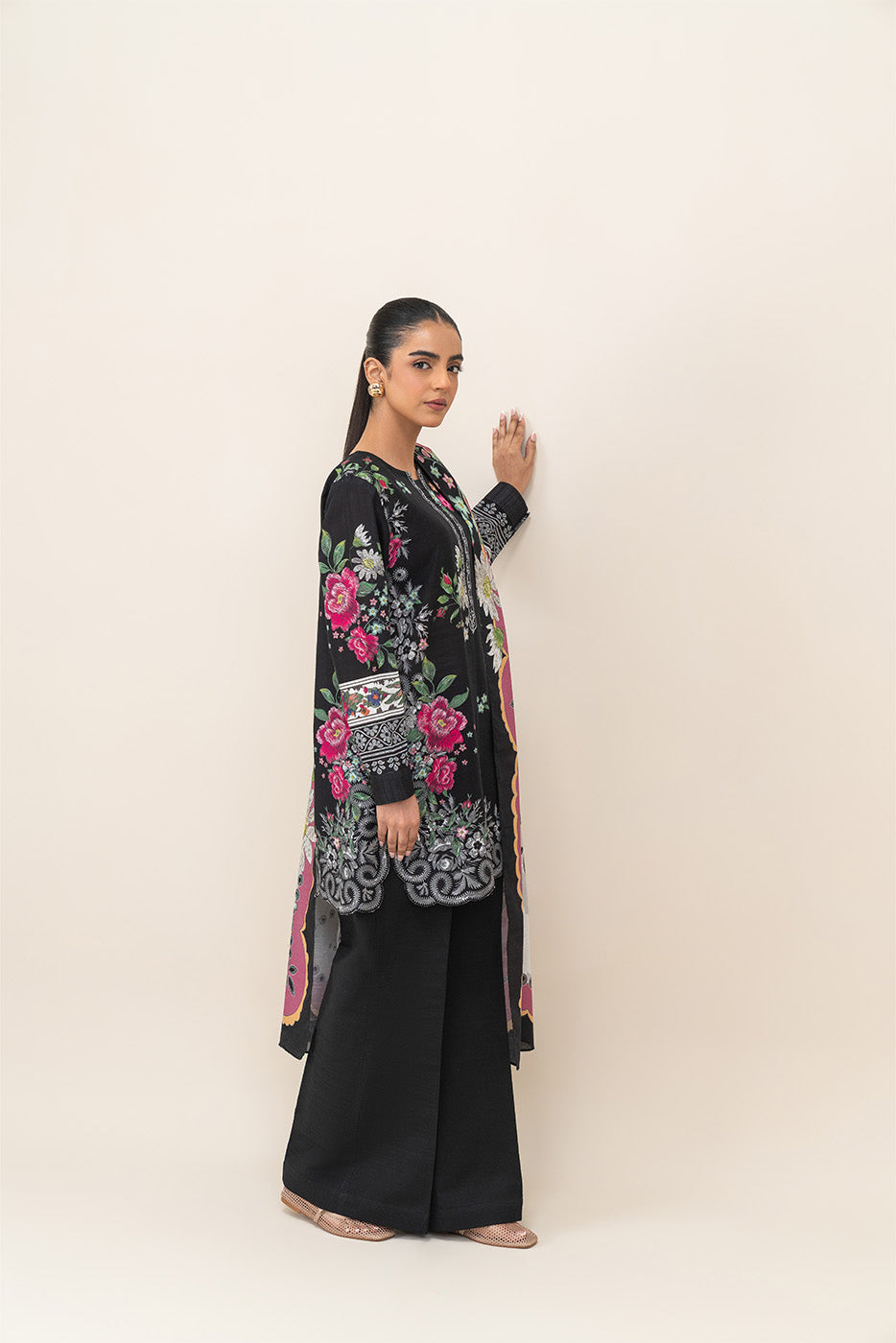 3 PIECE PRINTED SLUB KHADDAR SUIT-MYSTIC GLOOM
