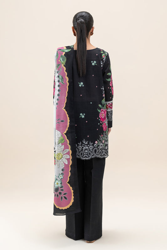 3 PIECE PRINTED SLUB KHADDAR SUIT-MYSTIC GLOOM