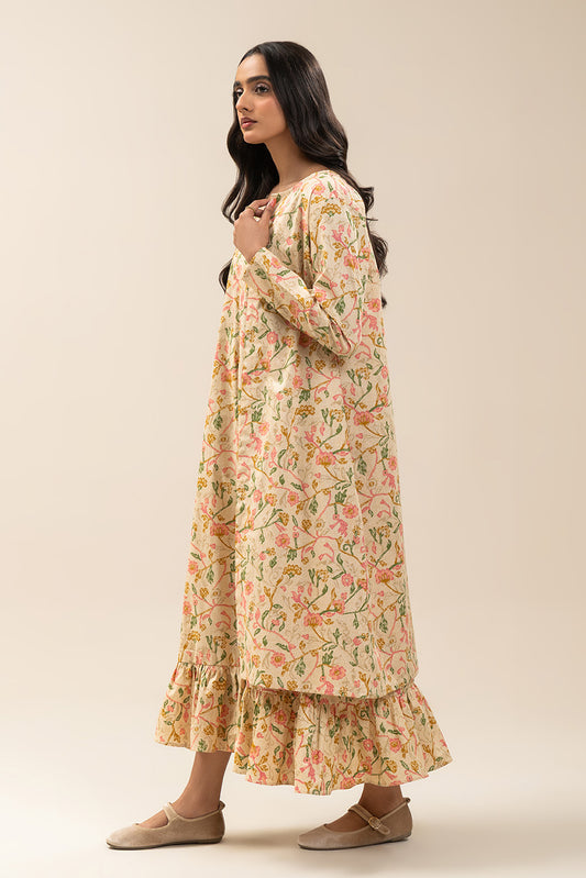 2 PIECE PRINTED CAMBRIC SUIT-BISQUE BLOOM (UNSTITCHED)