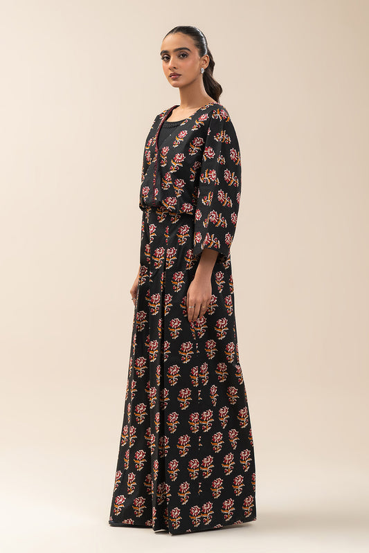 2 PIECE PRINTED CAMBRIC SUIT-PITCH BLACK (UNSTITCHED)