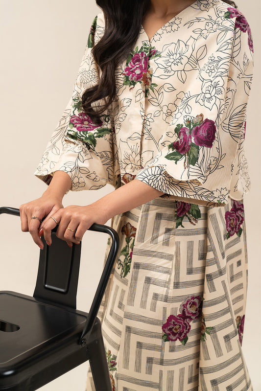 2 PIECE PRINTED CAMBRIC SUIT-BLOOMY WEFT (UNSTITCHED)
