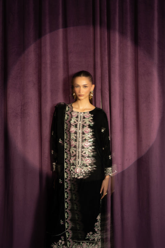 3 PIECE EMBROIDERED VELVET SUIT-MIDNIGHT DREAM (UNSTITCHED)