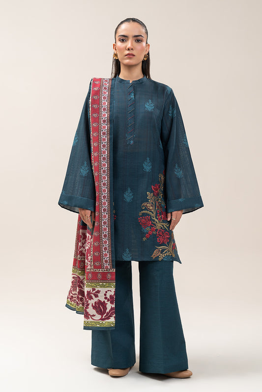 3 PIECE EMBROIDERED KHADDAR SUIT-SPRUCE MUSK (UNSTITCHED)