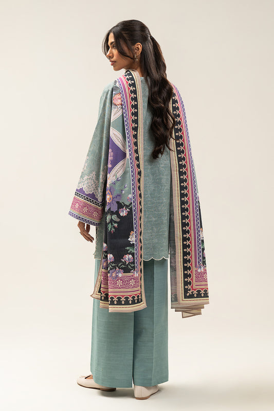 3 PIECE EMBROIDERED SLUB KHADDAR SUIT-WHISPY FROST (UNSTITCHED)