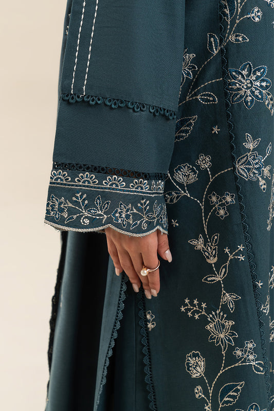 3 PIECE EMBROIDERED SLUB KHADDAR SUIT-MYSTIC AZURE (UNSTITCHED)