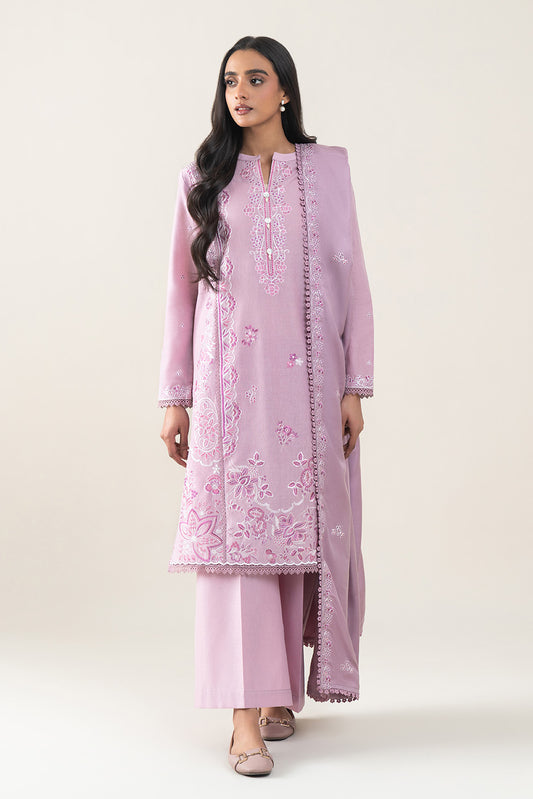 3 PIECE EMBROIDERED SLUB KHADDAR SUT-SUBTLE PINK (UNSTITCHED)
