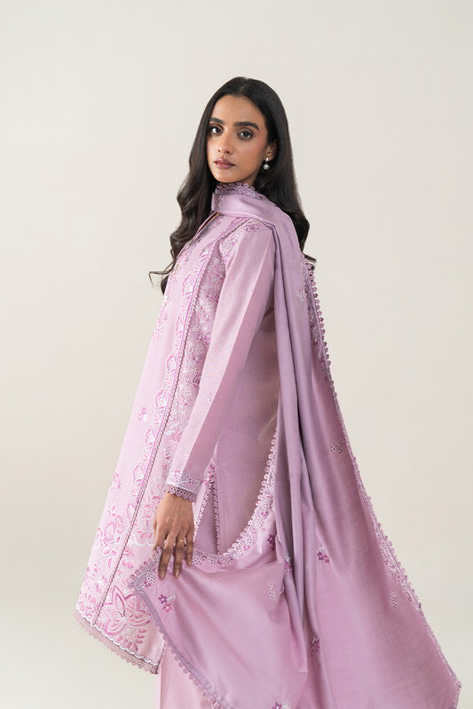 3 PIECE EMBROIDERED SLUB KHADDAR SUT-SUBTLE PINK (UNSTITCHED)