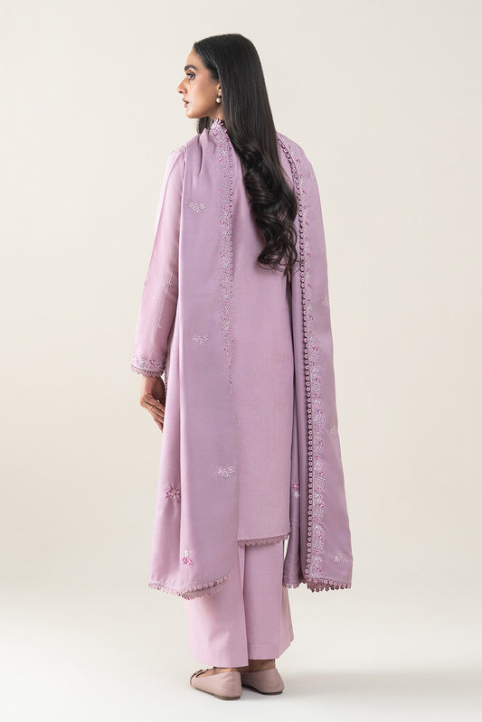3 PIECE EMBROIDERED SLUB KHADDAR SUT-SUBTLE PINK (UNSTITCHED)