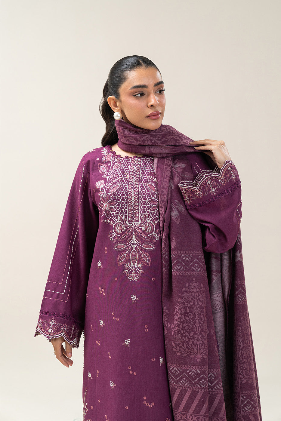 3 PIECE EMBROIDERED SLUB KHADDAR SUIT-SPRING TALES