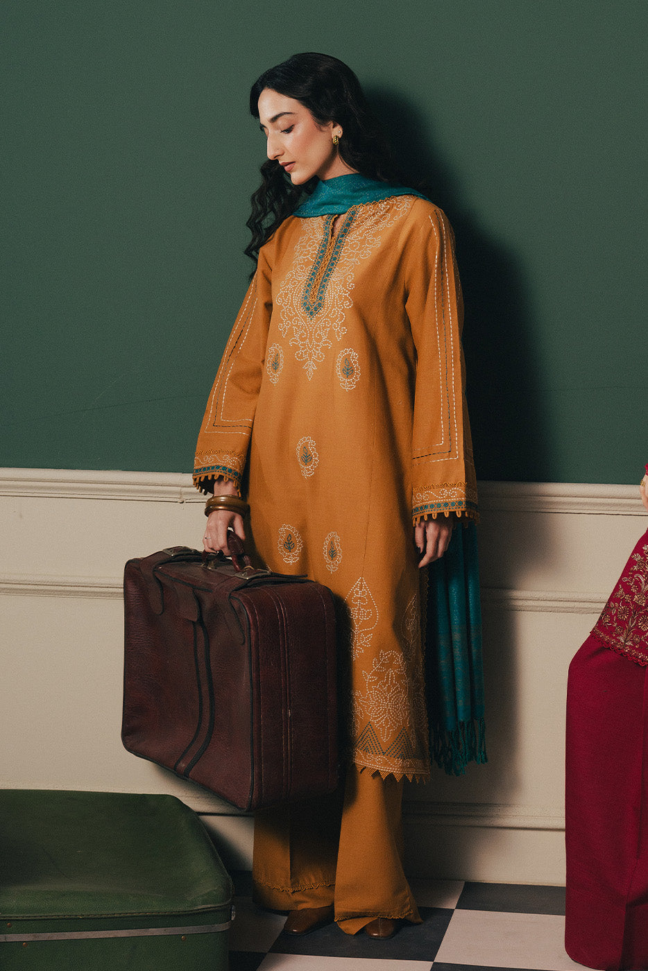 3 PIECE EMBROIDERED MULTI NAPS SUIT-SAFFRON BLISS (UNSTITCHED)