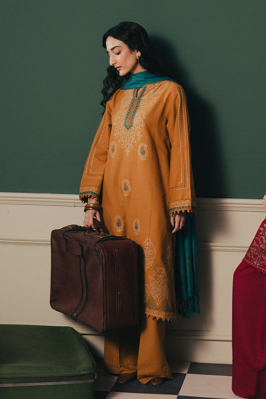 3 PIECE EMBROIDERED MULTI NAPS SUIT-SAFFRON BLISS (UNSTITCHED)