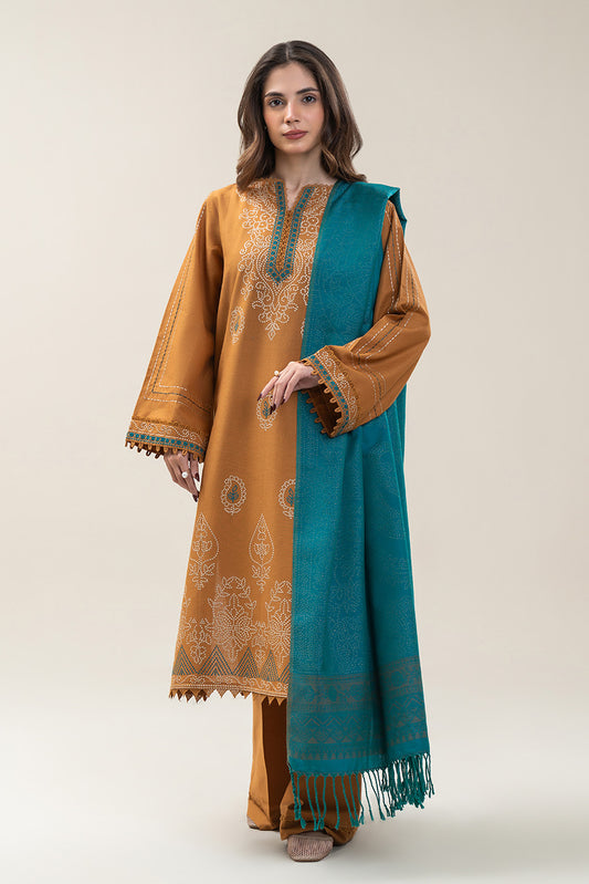 3 PIECE EMBROIDERED MULTI NAPS SUIT-SAFFRON BLISS (UNSTITCHED)