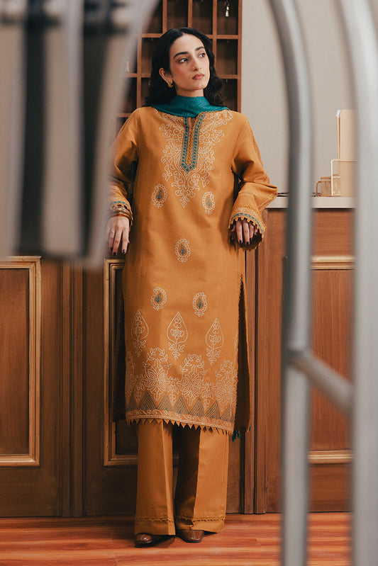 3 PIECE EMBROIDERED MULTI NAPS SUIT-SAFFRON BLISS (UNSTITCHED)