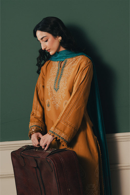 3 PIECE EMBROIDERED MULTI NAPS SUIT-SAFFRON BLISS (UNSTITCHED)